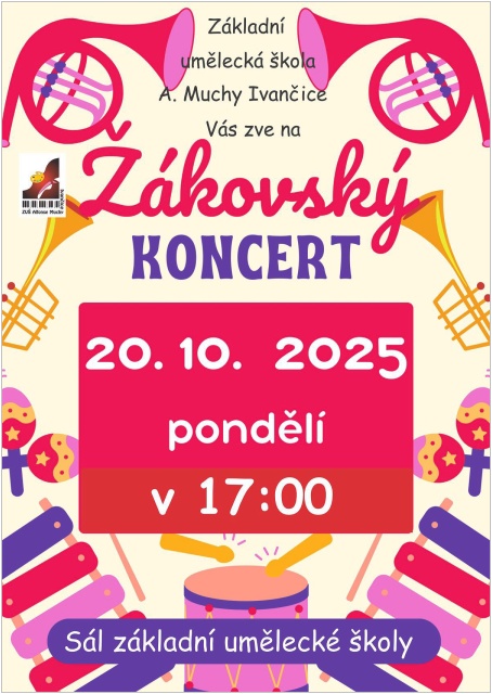Zveme Vás na Žákovský koncert 20.10.2025 v 17:00
